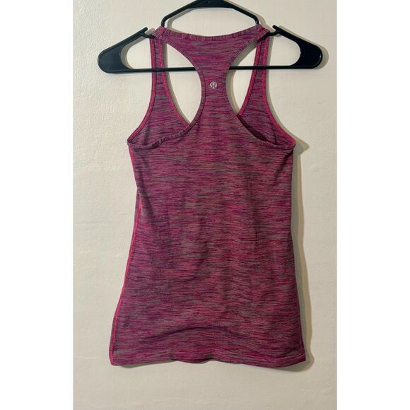 Lululemon Racerback Tank Top Size L Pink Stripe Swiftly Tech Run Yoga Gym - Picture 2 of 3